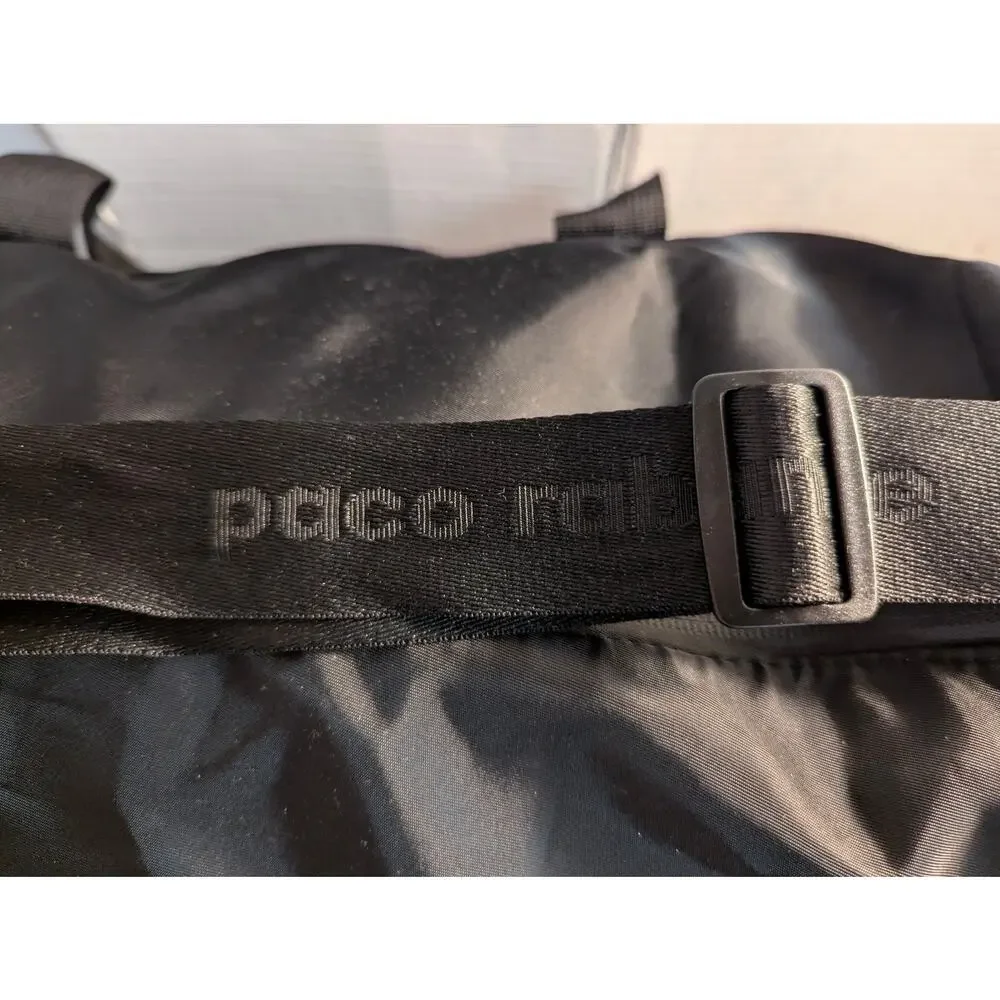 Vintage Paco Rabanne Black Duffle Bag Travel Carry On Weekender Nylon Bag
